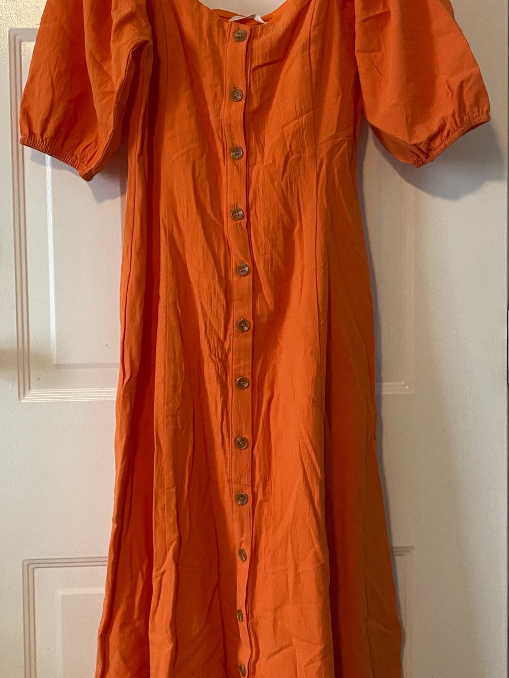 Urban Outfitters Bright Orange Button-Front Midi Dress